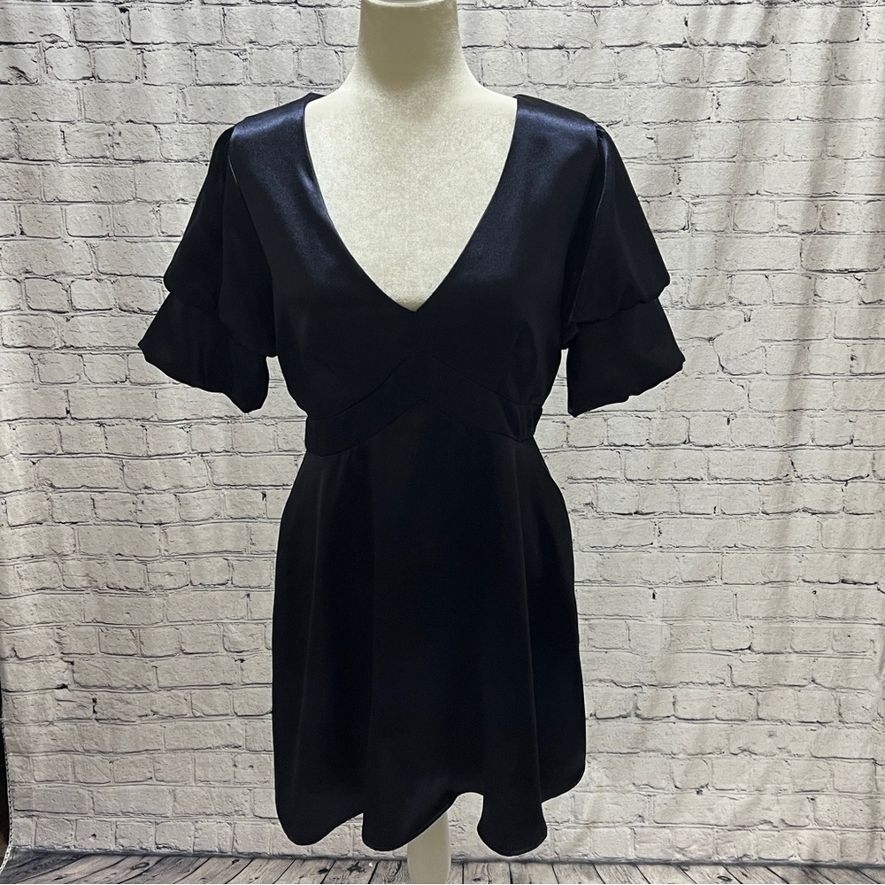 Speechless Navy Fit & Flare Short Sleeve V-Neck Dress with Pockets Sz. 11